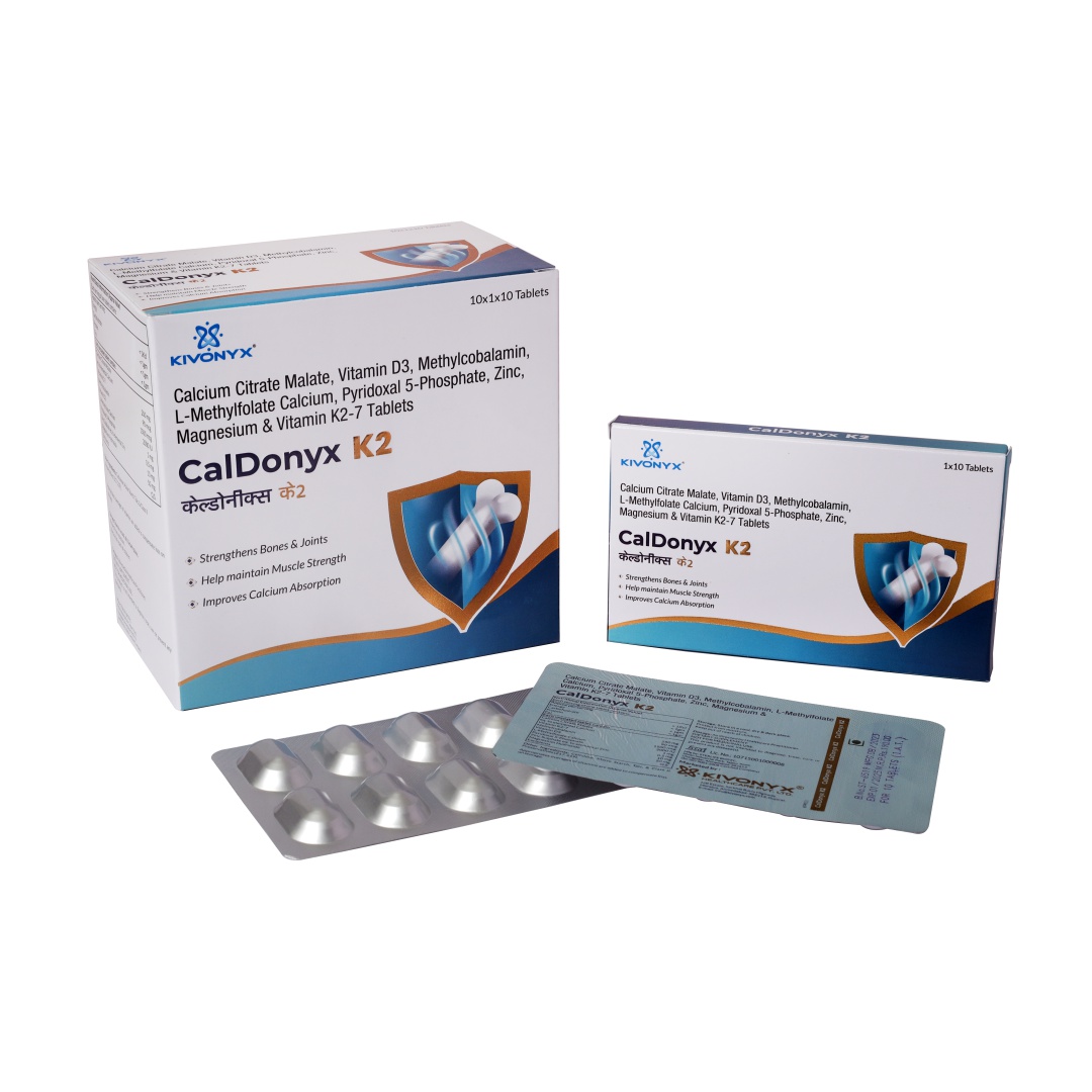 Calcium Citrate Malate 250 mg + Vitamin K27 90 mcg + Methylcobalamin 1500 mcg + L-Methylfolate Calcium 1 mg + Pyridoxal 5-Phosphate 0.5 mg + Vitamin D3 2000 IU + Zinc 10 mg + Magnesium Hydroxide 50 mg Tablet