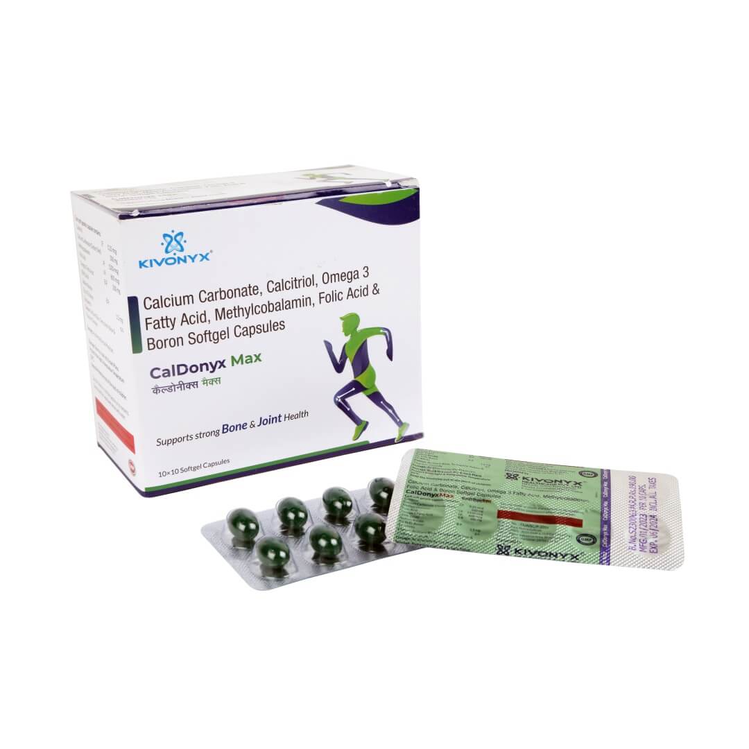 Calcium Carbonate 500 mg + Calcitriol 0.25 mcg + Omega 3 fatty acid 300 mg + Methylcobalamin 1500 mcg + Folic acid 800 mcg + Boron 1.5 mg Softgel Capsules