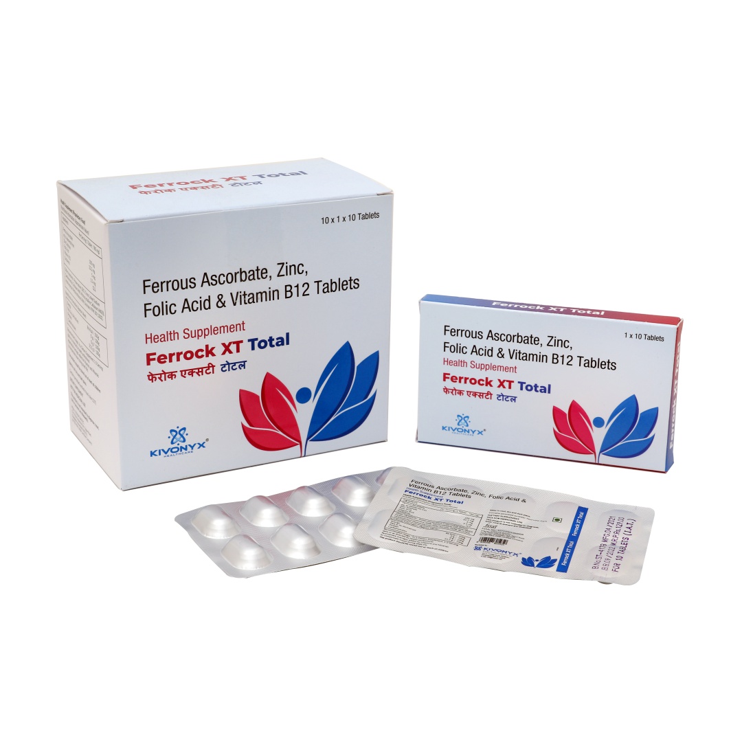 Ferrous Ascorbate 100 mg + Folic Acid 5 mg + Zinc Sulphate 22.5 mg + Vitamin B12 1500 mcg Tablet