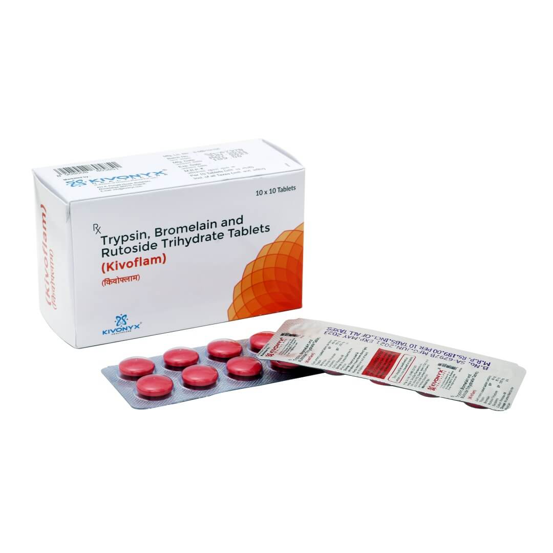 Trypsin 48 mg + Bromelain 90 mg + Rutoside Trihydrate 100 mg Tablet