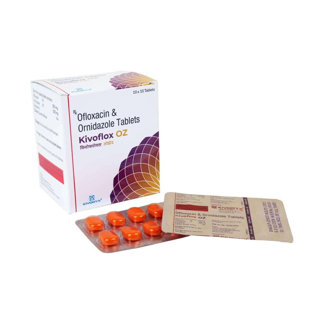 Ofloxacin 200 mg + Ornidazole 500 mg Tablet