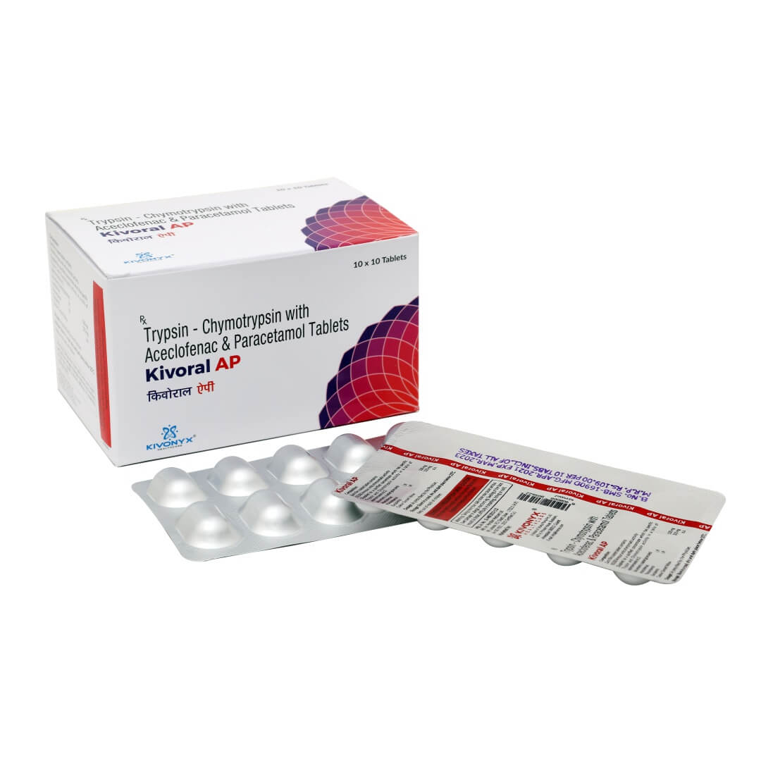 Aceclofenac 100 mg + Paracetamol 325 mg + Trypsin Chymotrypsin (6:1) 50000 Armour Units Tablet