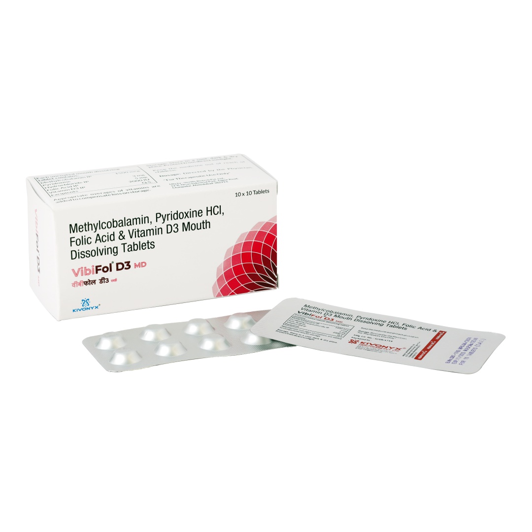 Vitamin B12 1500 mcg + Folic Acid 5 mg + Pyridoxine 5 mg + Vitamin D3 2000 IU Mouth Dissolving Tablet